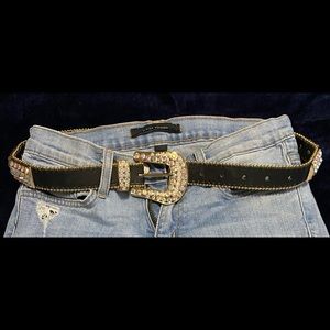 Christine Alexander, S, Black Belt Embellished with Swarovski Crystals.
